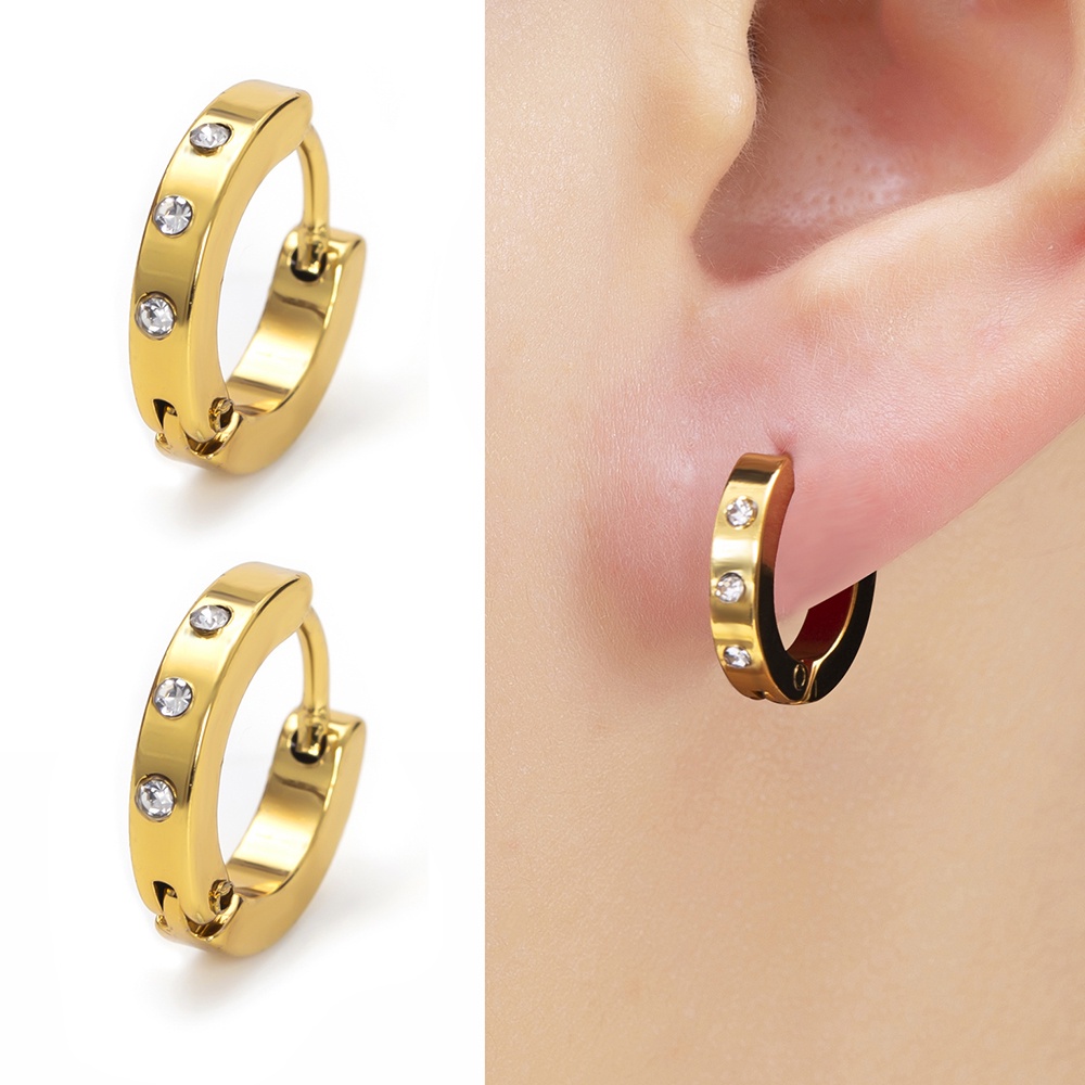 Bông Tai Mạ Vàng 18K Bằng Thép Không Gỉ Phong Cách Mỹ Cổ Điển 12mm