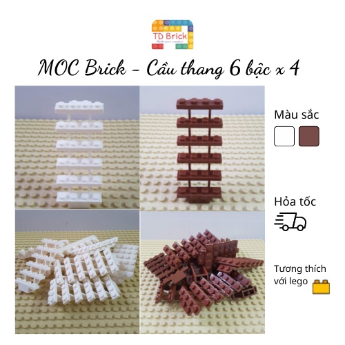 Phụ kiện lego, MOC, cầu thang, bậc thang 6 bậc x 4 ngang