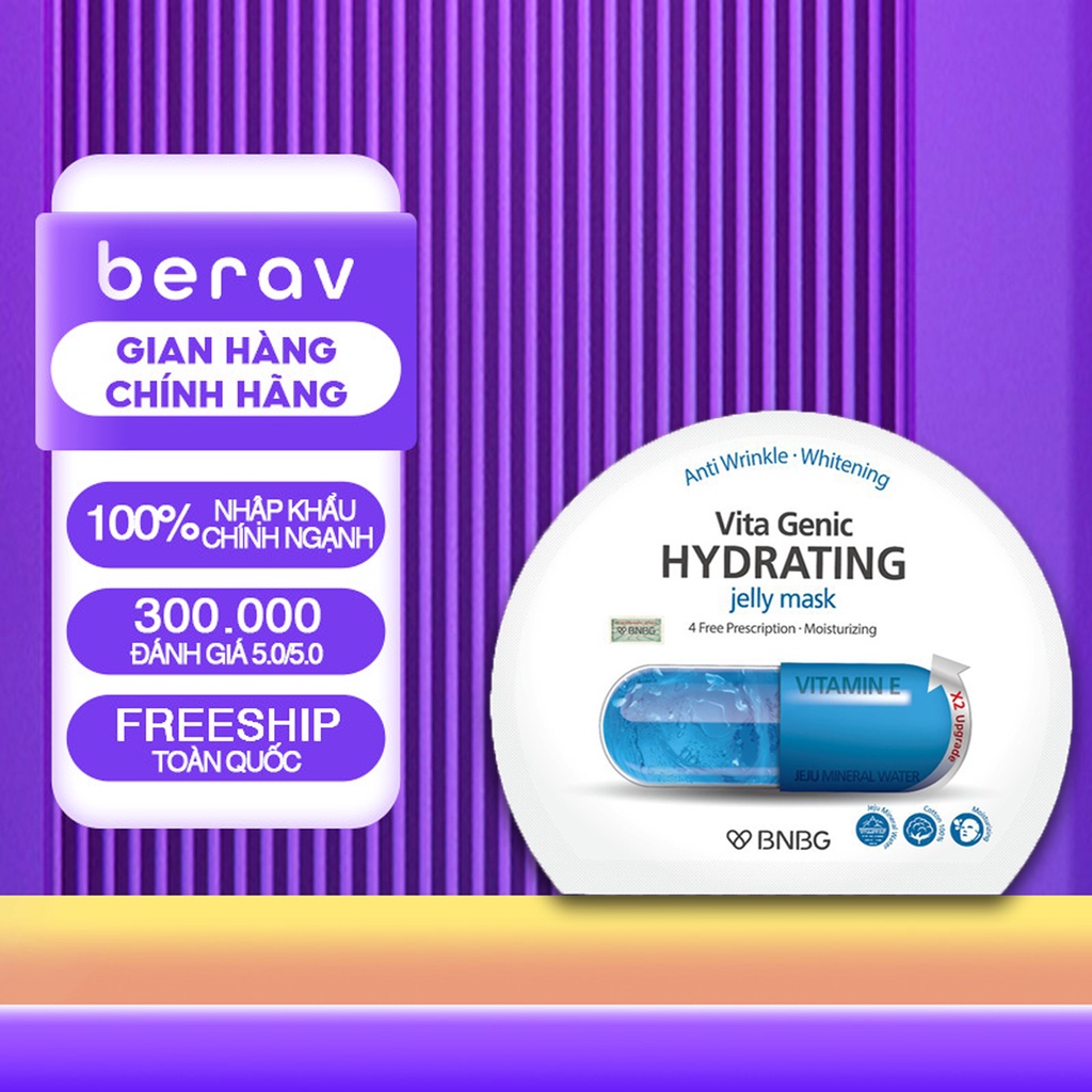 Combo 5 Mặt Nạ BNBG giúp cấp nước dưỡng ẩm, căng bóng Vitamin E Vita Genic Hydrating Jelly Mask 30ml x 5