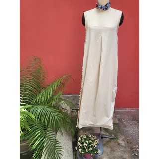 Đầm hai dây linen