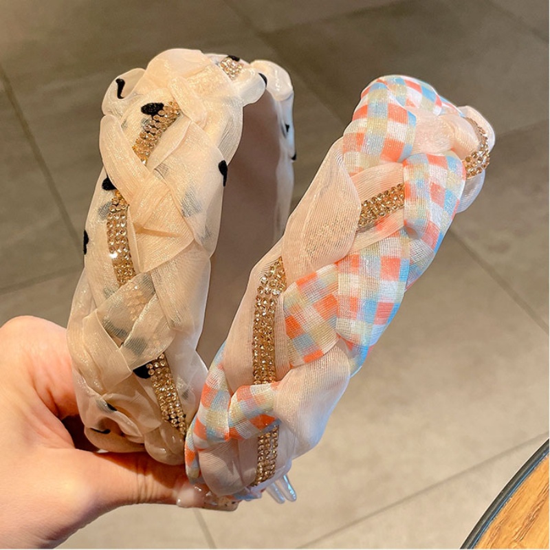 Băng Đô Cài Tóc Bản Rộng Đính Kim Sa Lấp Lánh Kiểu Hàn Quốc Cao Cấp