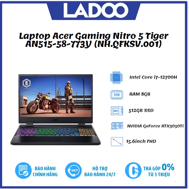 Laptop Acer Gaming Nitro 5 Tiger AN515-58-773Y/ AN515-58-52SP (NH.QFKSV.001) - BẢO HÀNH 12TH