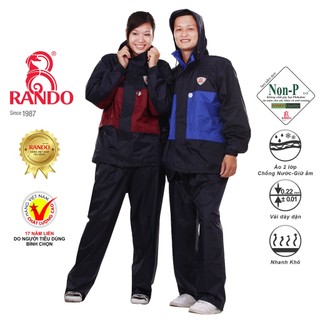 Áo mưa bộ vải dù 2 lớp rb2 đi mưa giữ ấm, giá sỉ, rando chính hãng, nhanh khô, bền bỉ không thấm nước, cho nam nữ