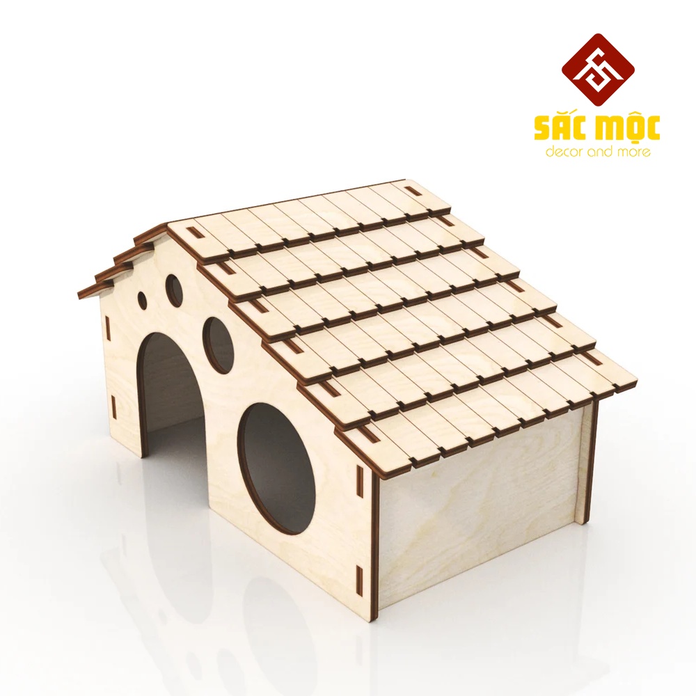 Mô Hình Nhà Mái Ngói #2 Gỗ Lắp Ráp Cho Chuột Hamster Size 17*11*10.5 cm