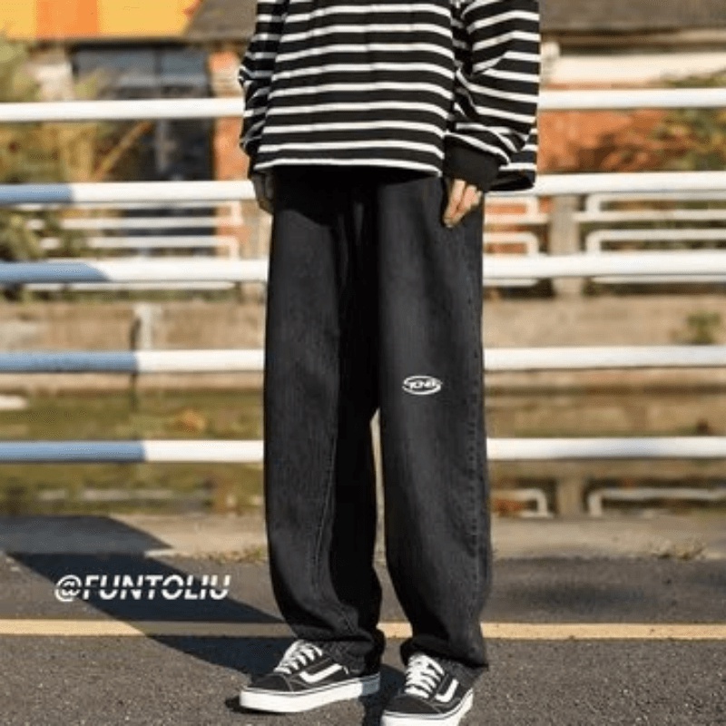 Quần jeans Dài Dáng Rộng Phong Cách Thời Trang Hàn Quốc Cho Nam Giới Size S-3XL