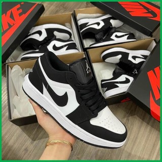 Giày Jordan air cổ thấp Panda màu đen trắng nam nữ, Sneaker JD1 low đen cực dễ phối đồ full box bill [UnisexHD]