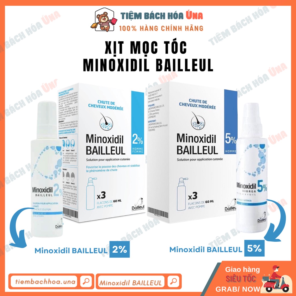 Xịt mọc tóc Minoxidil Bailleul 2% 5% ngăn rụng tóc, tăng mọc tóc