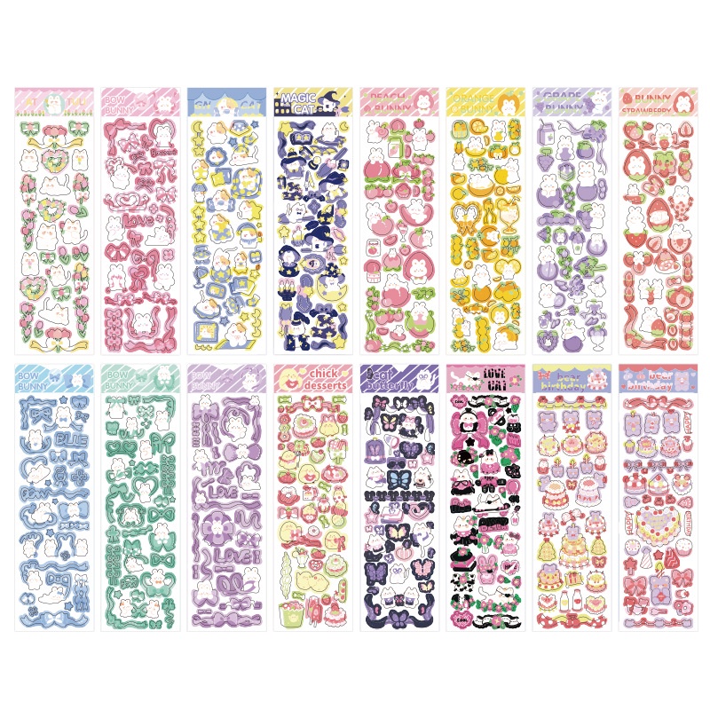 Set 16 Sticker Dán Tường Trang Trí Hình Ngôi Làng Và Động Vật Đáng Yêu