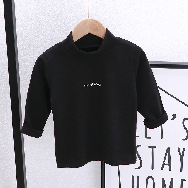 73-150cm Áo đơn cho trẻ em Áo nhung nhung co giãn ấm áp Quần áo bé trai bé gái Áo sơ mi cổ cao dài tay mùa thu đông