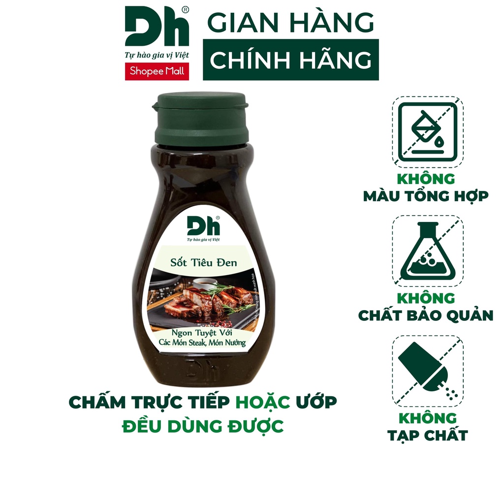 Sốt tiêu đen Dh Foods gia vị chế biến thịt nướng, hải sản lọ 200gr