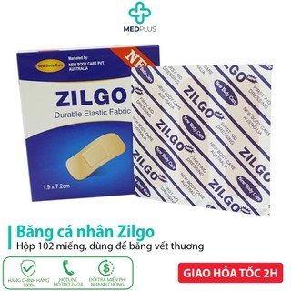 Băng cá nhân Zilgo - Băng gâu, băng gạc y tế sơ cứu vết thương - Hộp 102 miếng dán