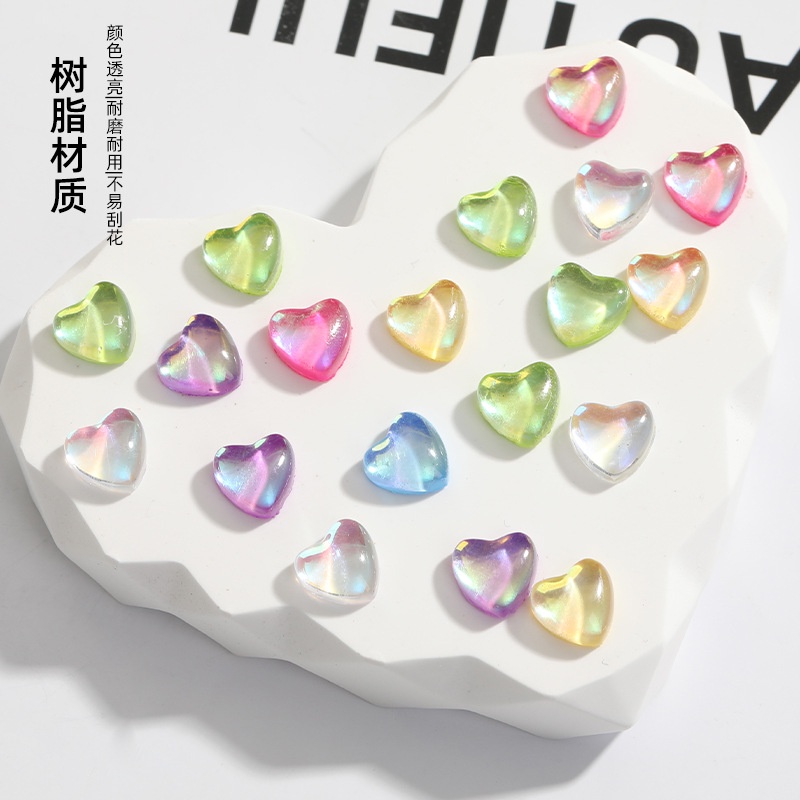 Miếng Dán Trang Trí Móng Tay Dạ Quang Họa Tiết Trái Tim Xinh Xắn 10PCS