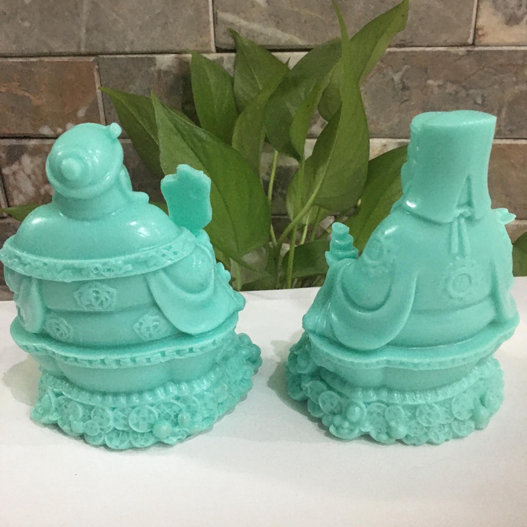 Bộ 2 tượng thần tài ông địa cao 15 cm màu vân xanh mang tài lộc,