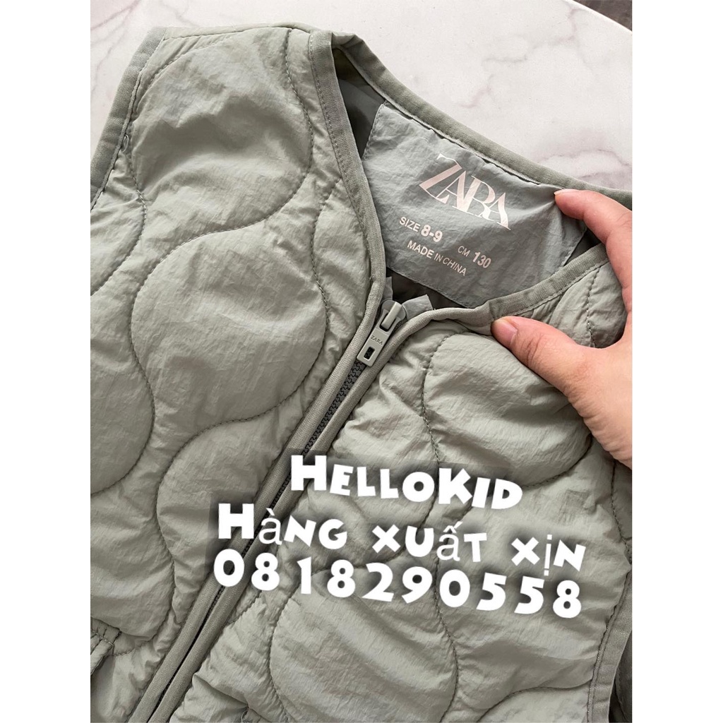 A644 - Áo khoác gile phao trần bông xanh mint cho bé