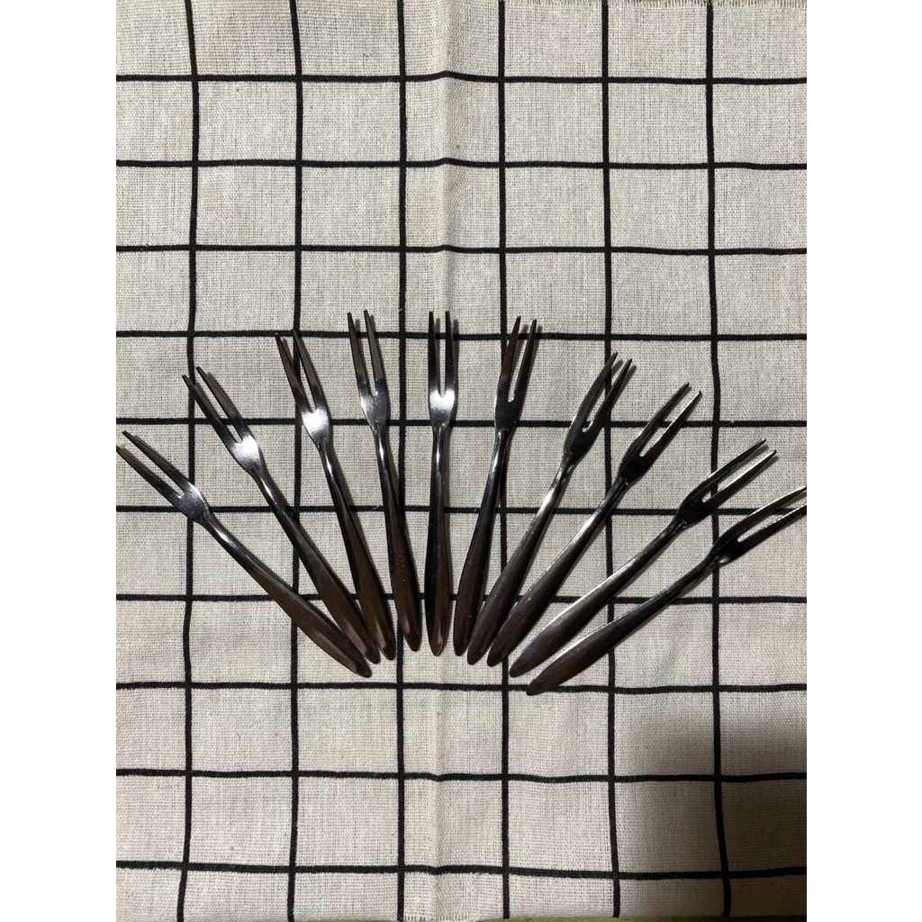 Bộ 10c Dĩa Trơn Ăn Hoa Quả Loại 2 Răng Kt: 13x1cm (ảnh thật)