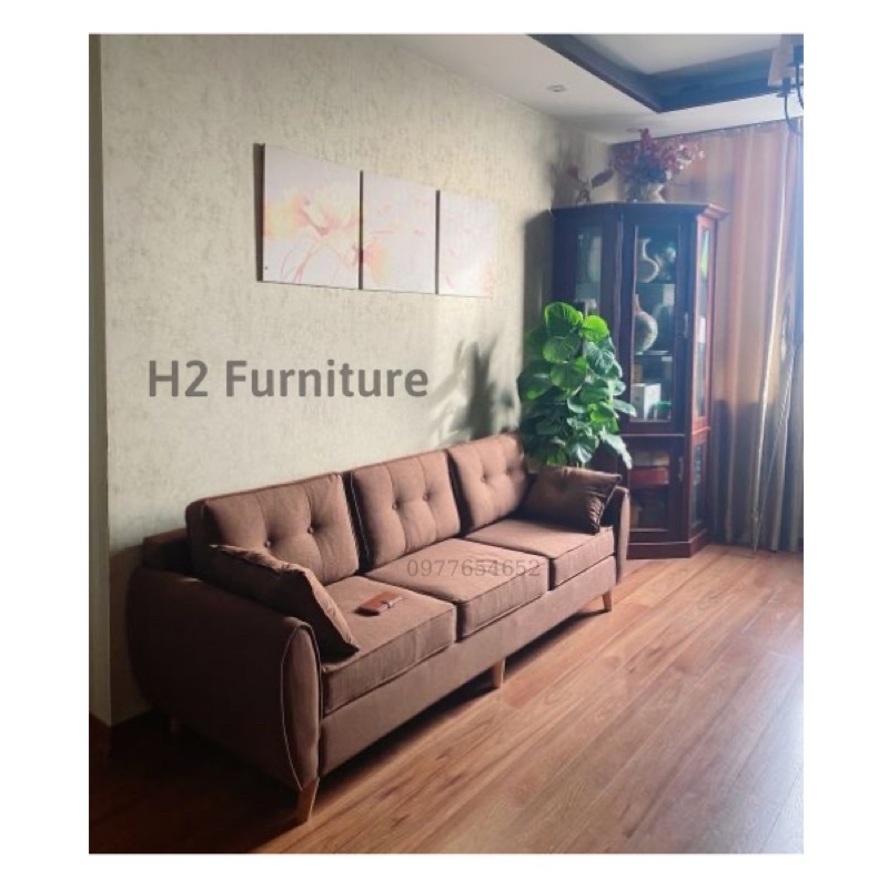 Ghế Văng Sofa Nỉ H2 Furniture Dành Cho 3 tới 5 Người Ngồi, Sofa Phòng Khách Phong Cách Bắc Âu