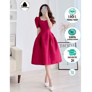 Váy dự tiệc trơn dáng xòe cổ vuông tay lỡ ZYM'S HOUSE K1250, K1251, K1305, K1323