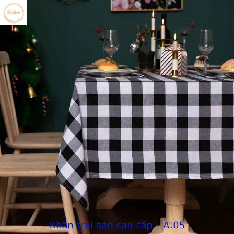 [SALES SỐC] K12_Khăn trải bàn Cao Cấp có tua hình vuông/chữ nhật chất liệu cotton 100% Phong cách Bắc Âu