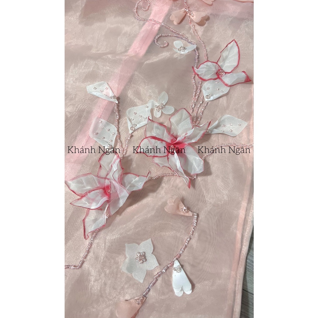 Áo dài cách tân Thiên Kim họa tiết đính hoa cao cấp , áo dài thiết kế