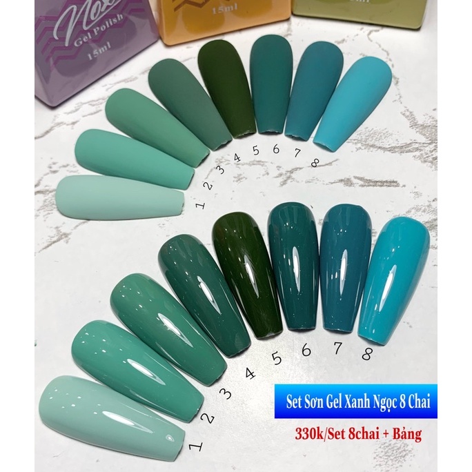 Set 8 chai Sơn Gel Xanh Ng ọc + Tặng bảng.Hàng Nox đẹp.Có bán lẻ