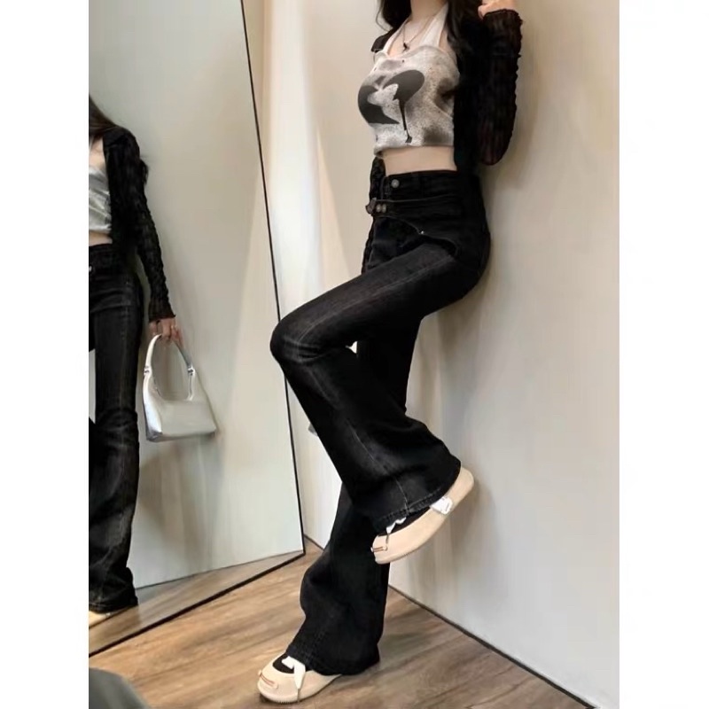 Quần jeans ống loe kiểu mới độc lạ tôn dáng y2k