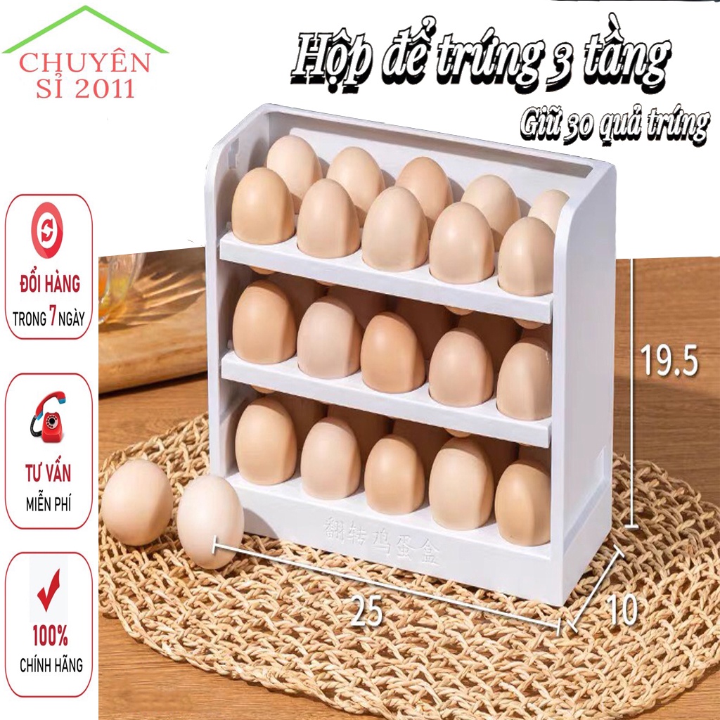 Hộp đựng trứng , khay đựng trứng 3 tầng để tủ lạnh 30 ô tiện dụng