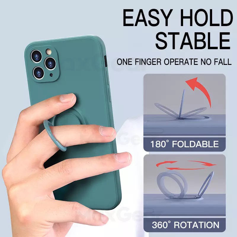 Ốp Điện Thoại Silicon Dẻo Kèm Giá Đỡ Nhẫn Cho iPhone 14 Pro Max 14 Plus 13 Pro 12 Mini 11 Pro Max