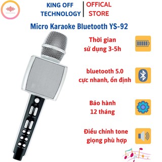 ⚡FREE SHIP⚡ MICRO BLUETOOTH KARAOKE KHÔNG DÂY YS 92 - MIC CAO CẤP - ÂM THANH SỐNG ĐỘNG - LIVESTREAM - THU ÂM - THẺ NHỚ