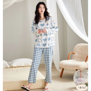 Đồ bộ cotton dài tay nữ mặc nhà, mặc ngủ Micha F27