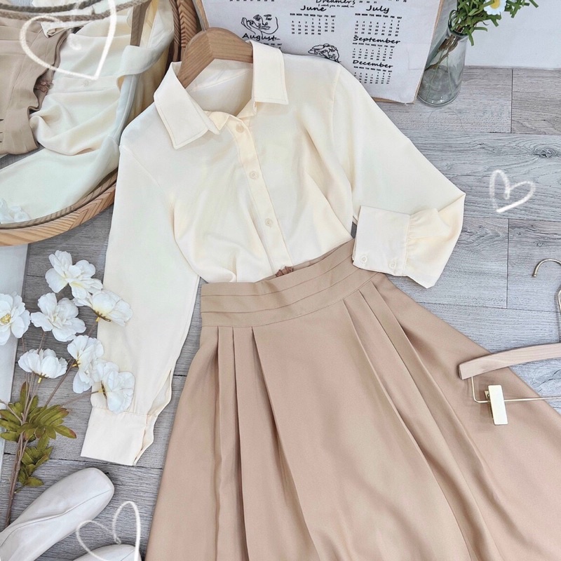 Set áo lụa + chaâ váy xòe dài