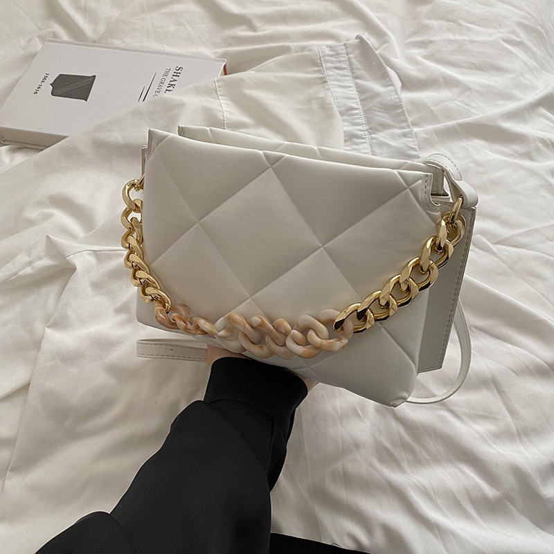 Túi Đeo Chéo Dây Xích Họa Tiết Hình Thoi Đơn Giản Thời Trang Cho Nữ