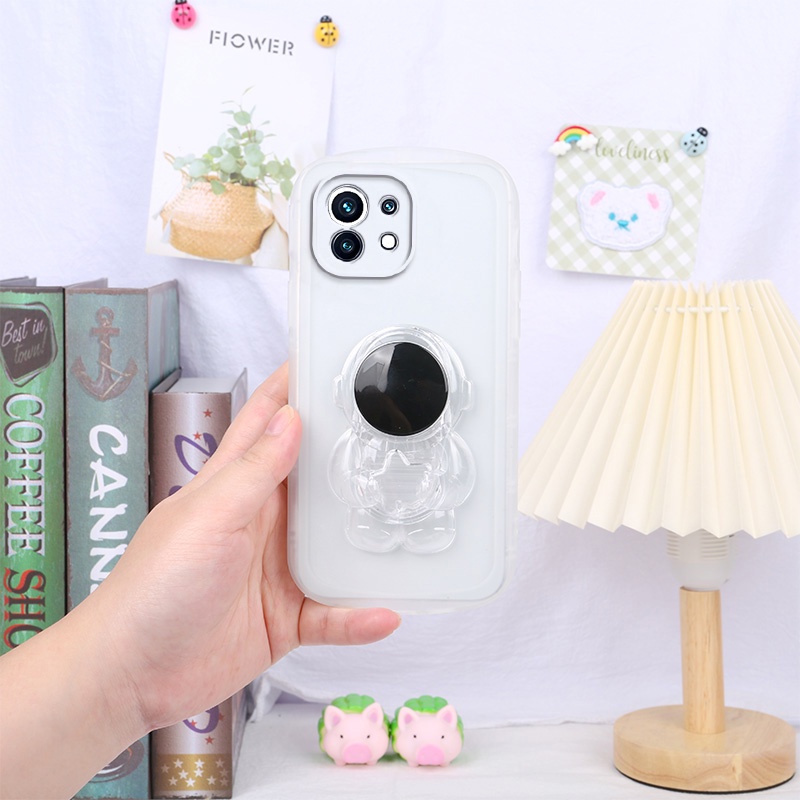 Ốp Điện Thoại Silicone Mềm Màu Kẹo Hình Phi Hành Gia Có Giá Đỡ Cho Xiaomi Mi 11 Lite 5G NE 12 12T 11T Pro