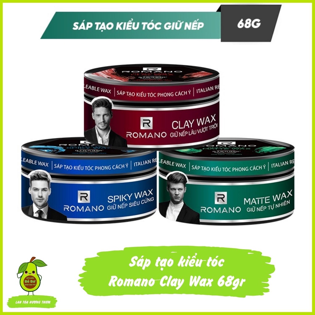 Sáp vuốt tóc Romano Clay Wax 68gr - Sáp tạo kiểu tóc tạo phồng giữ nếp lâu tự nhiên lâu vượt trội