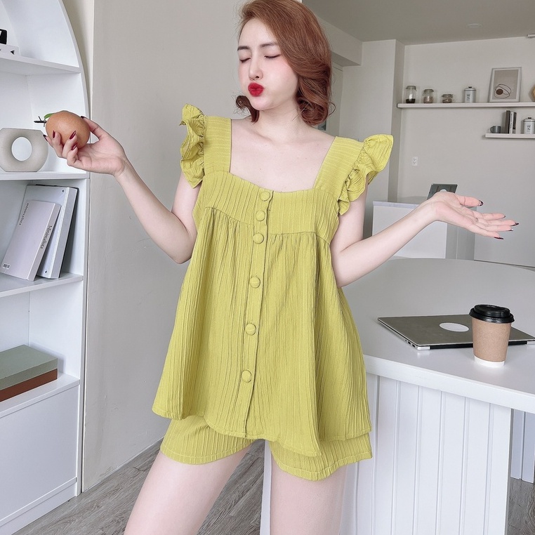 Bigsize Đồ Mặc Nhà Nữ SOJUN Đũi Sọc Cánh Tiên Size 50-65kg