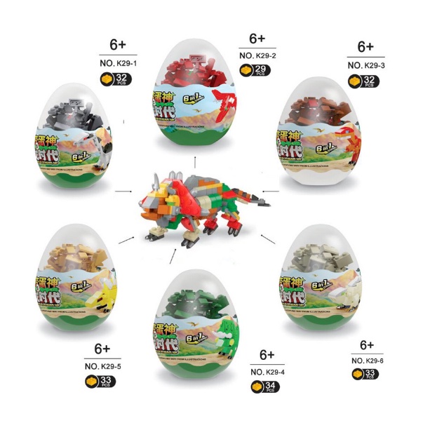 07028 Lego Xếp Hình Mini Khủng Long 6in1, 20+ PCS, Mẫu Quả Trứng