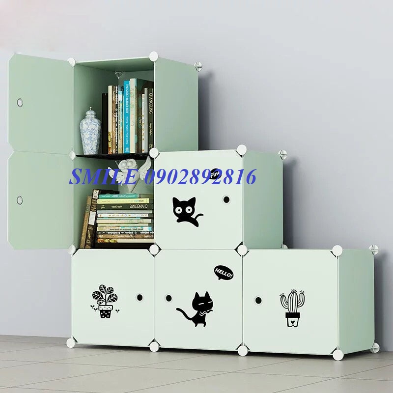 [NỘI THẤT] TỦ NHỰA LẮP GHÉP THÔNG MINH 6 Ô HÌNH BẬC THANG, ĐỰNG QUẦN ÁO ĐẸP MẮT