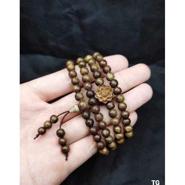 Vòng tay trầm hương mix sen chuỗi tràng 108 hạt cao cấp