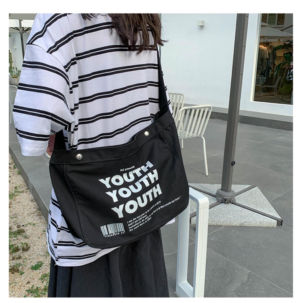 Túi đeo chéo nam nữ thời trang unisex vải canvas đi học đi chơi giá rẻ - xuongmaitnt