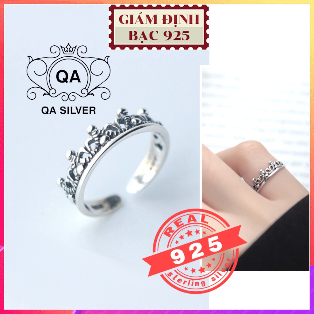 Nhẫn bạc thái vương miện form nhỏ đeo ngón út hoặc chân S925 CROWN Silver Ring QA SILVER RI170202