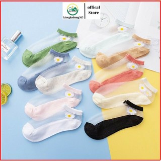 Tất lưới hoa cúc nhiều màu cho nữ ,Tất Hoa Cúc Sét 5 Đôi