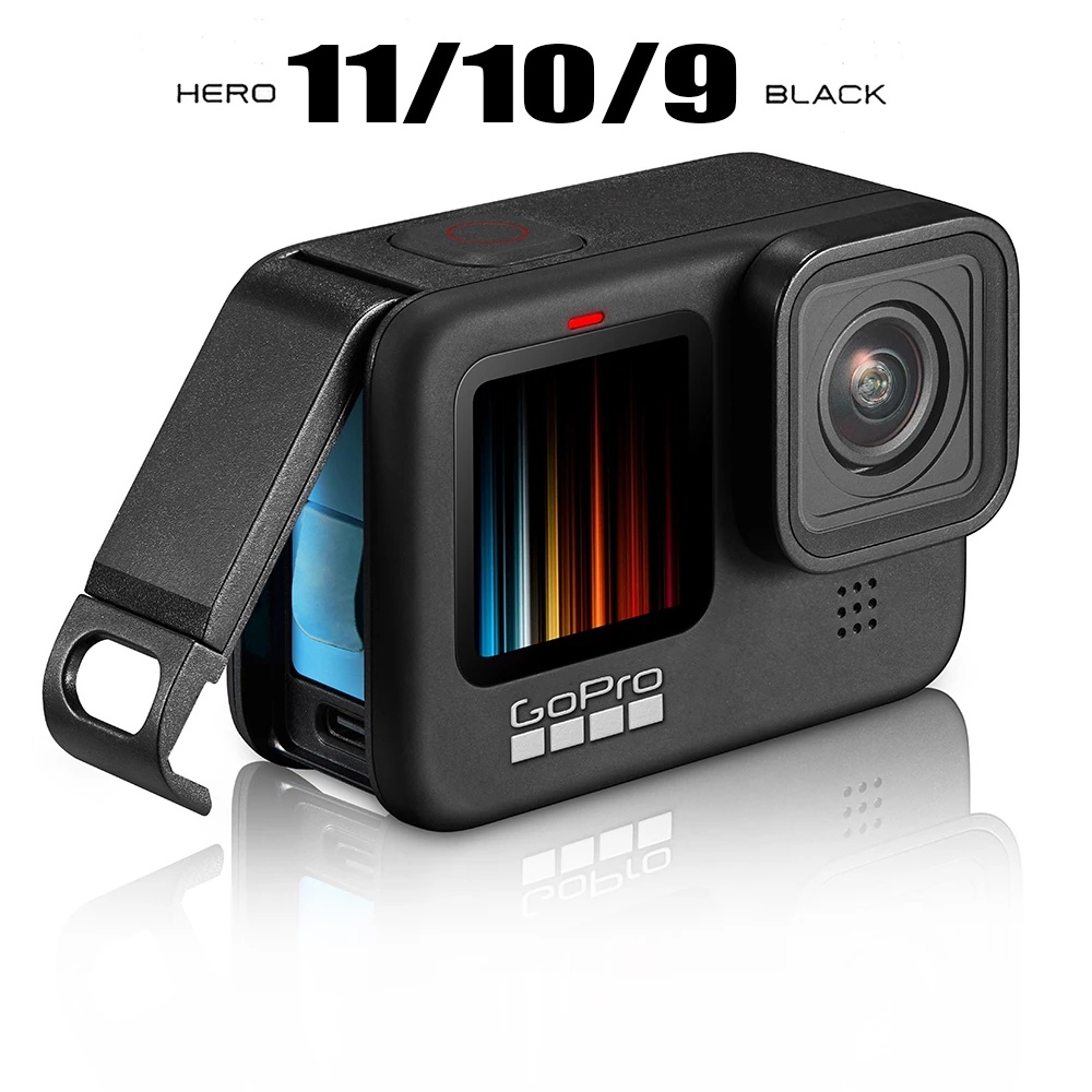 Nắp Đậy Pin Sạc Type-C Bằng Kim Loại Màu Đen Tháo Rời Được Cho GoPro Hero 11 10 9