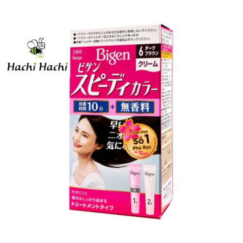 Kem nhuộm tóc Bigen Speedy Hoyu Color Cream màu 6 80g (Nâu đen) - Hachi Hachi Japan Shop
