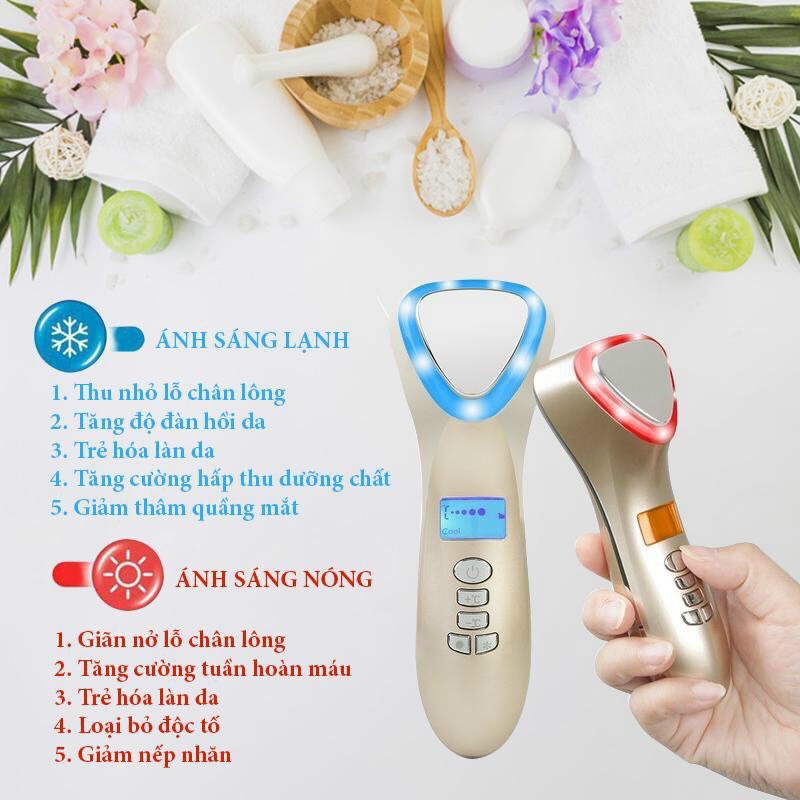 Máy Điện Di Tinh Chất D002 Máy Đẩy Tinh Chất Mát Sa Mặt  Máy Massage Mặt Cầm Tay Ion - Mát Xa Nâng Cơ