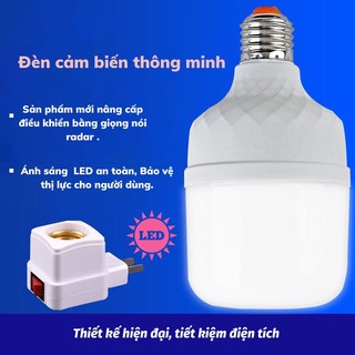 Bóng LED Siêu Sáng Cảm Biến Âm Thanh Ánh Sáng Chuyển Động Bóng Đèn Đui Xoáy ĐÈN NĂNG LƯỢNG MẶT TRỜI ASAKI