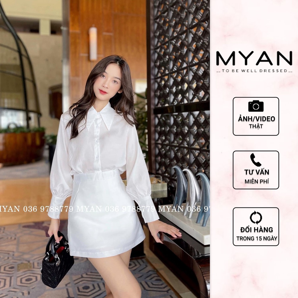 Chân Váy Chữ A MYAN Thiết Kế Dáng Ngắn Chất Tafta (Có Quần) Màu Trắng, Be, Nâu, Đen, Xanh lá - VVN052112