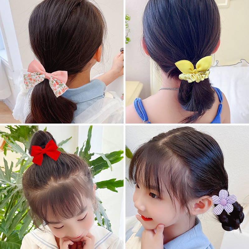 Túi 10 dây cột tóc cho bé gái/nơ buộc tóc tiểu thư phong cách Hàn quốc màu pastel siêu xinh