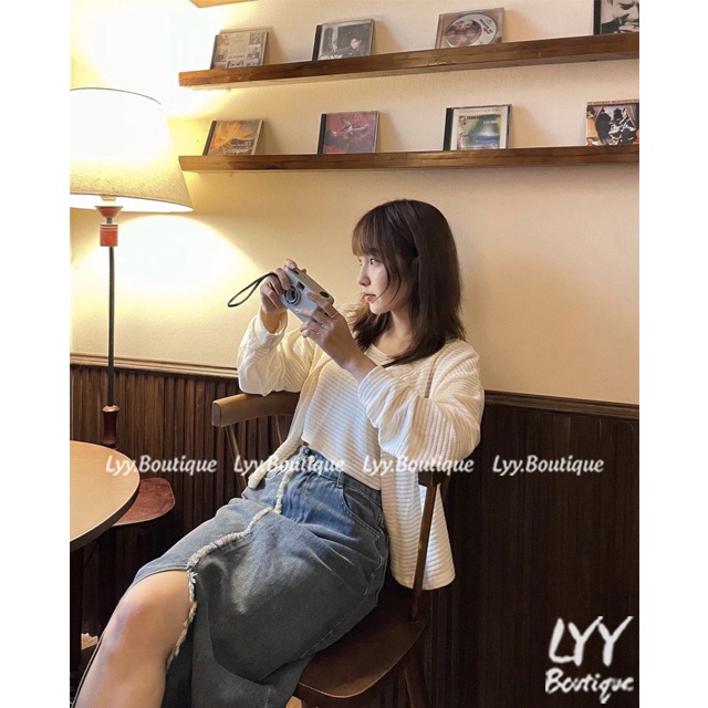Set áo khoác cardigan kèm áo 2 dây croptop dáng trơn chất gạo xốp style Hàn Quốc LYY BOUTIQUE
