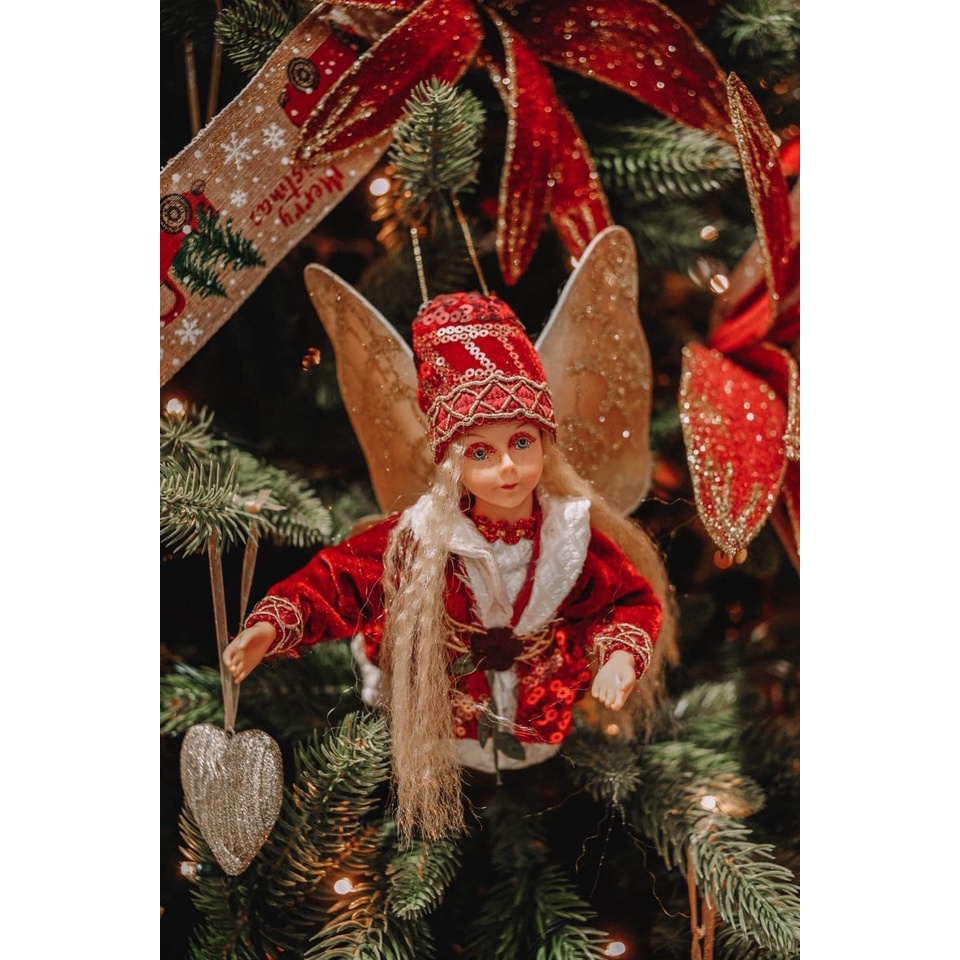 Chú hề treo cây thông màu xanh lá 40cm- phụ kiện decor cây thông Châu Âu 2023