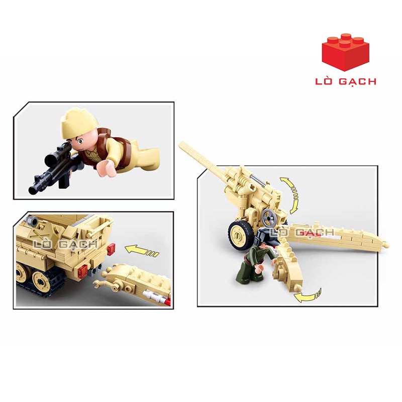 Bộ xếp hình 2 trong 1 Xe bọc thép chở quân Sd.Kfz.251 Hanomags & Pháo 150 mm K-18 Quân đội Đức WW2 406 chi tiết