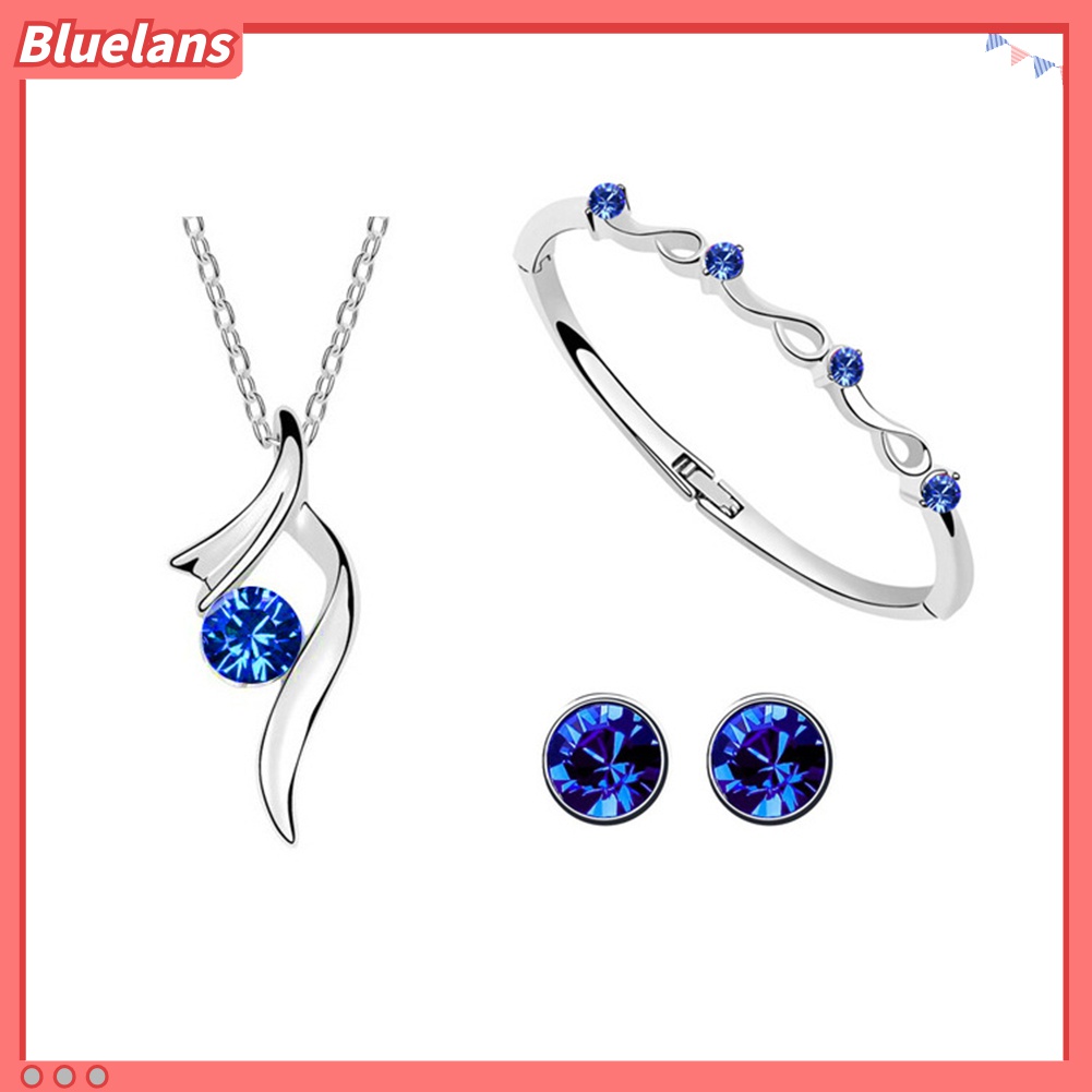 Bộ Trang Sức Mạ Bạc Đính Đá Sang Trọng 48h